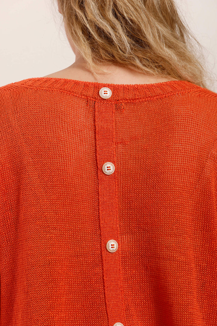 Mat De Misaine 524 Tobago Cayenne Orange Fine Knit Jumper - Shirley Allum Boutique