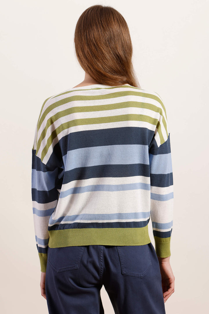 Mat De Misaine 534RP1 Tabarcan Evian Blue Green Stripe Jumper - Shirley Allum Boutique