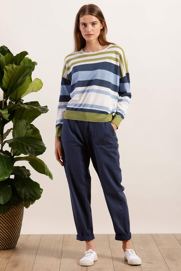 Mat De Misaine 534RP1 Tabarcan Evian Blue Green Stripe Jumper - Shirley Allum Boutique