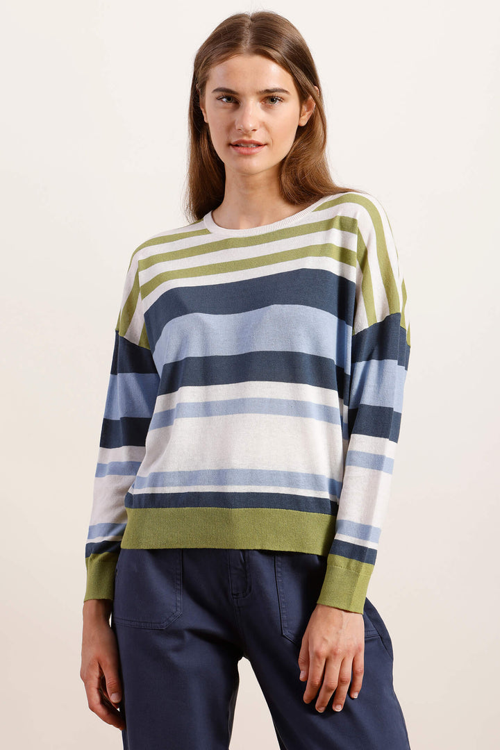 Mat De Misaine 534RP1 Tabarcan Evian Blue Green Stripe Jumper - Shirley Allum Boutique