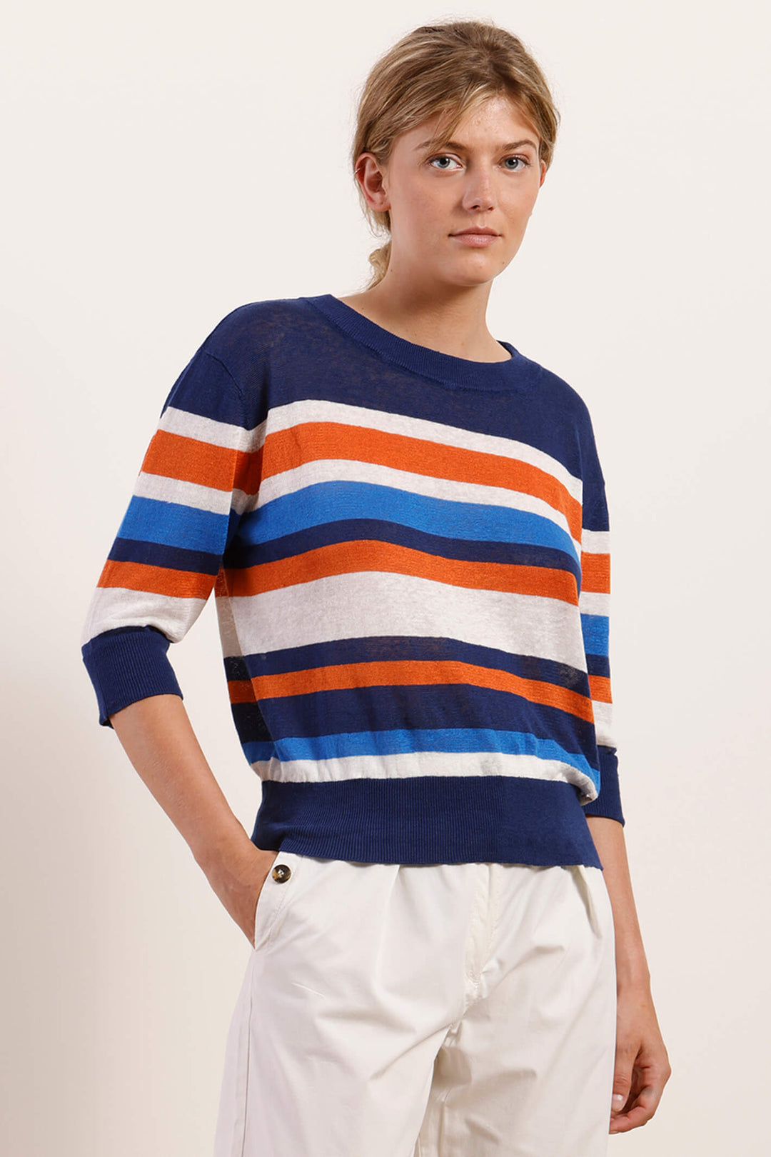 Mat De Misaine 556RP2 Tillac Raye Ocean Navy Stripe Jumper - Shirley Allum Boutique
