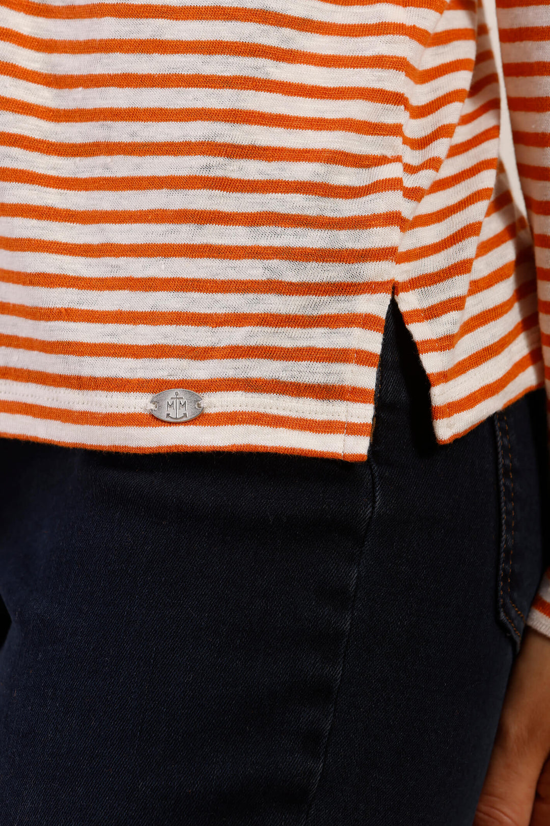 Mat De Misaine 625R Maurice Cayenne Orange Stripe Fine Knit Jumper - Shirley Allum Boutique