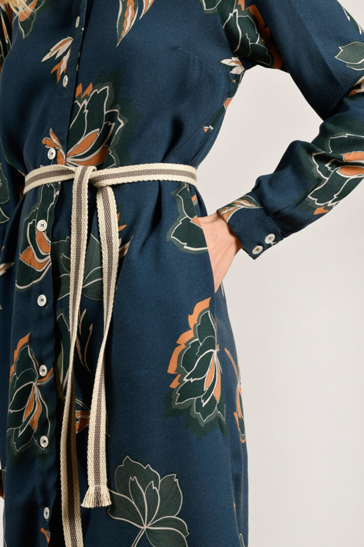 Mat De Misaine Rome 20188 Blue Sage Print Shirt Dress - Shirley Allum Boutique