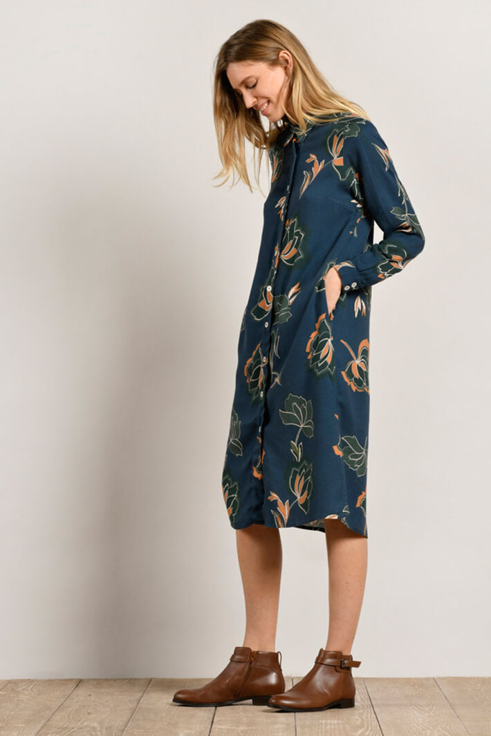 Mat De Misaine Rome 20188 Blue Sage Print Shirt Dress - Shirley Allum Boutique