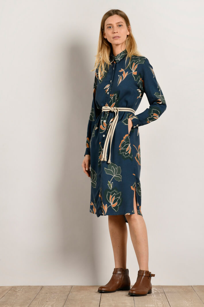 Mat De Misaine Rome 20188 Blue Sage Print Shirt Dress - Shirley Allum Boutique