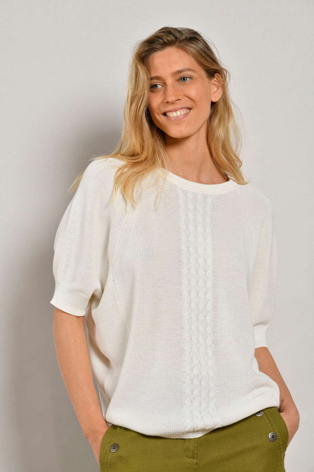 Mat De Misaine Tregon 522 U15 Calcaire Cream Poncho Jumper - Shirley Allum