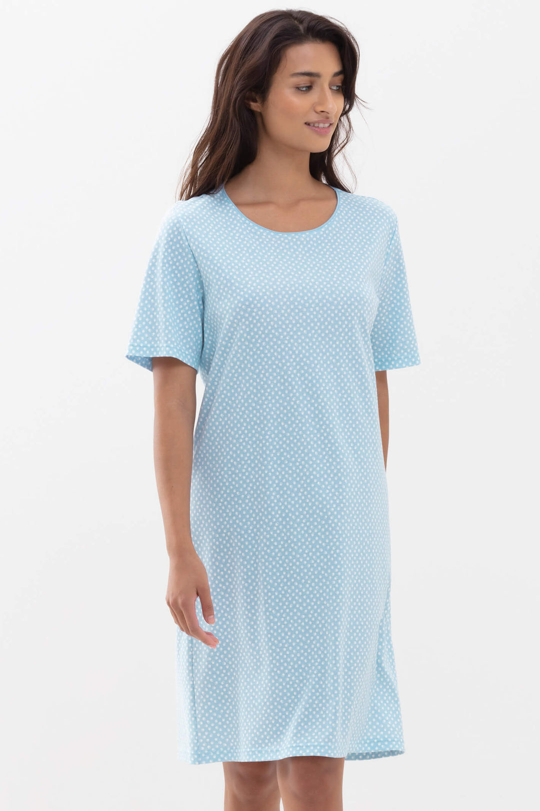 Mey 11193 309 Light Blue Polka Dot Short Sleeve Sleepshirt - Shirley Allum Boutique