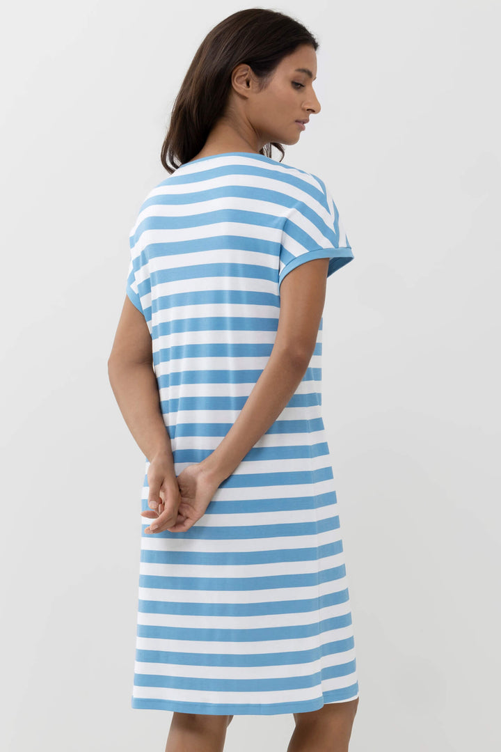 Mey 11235 268 Summer Blue Stripe Short Sleeve Sleepshirt - Shirley Allum Boutique