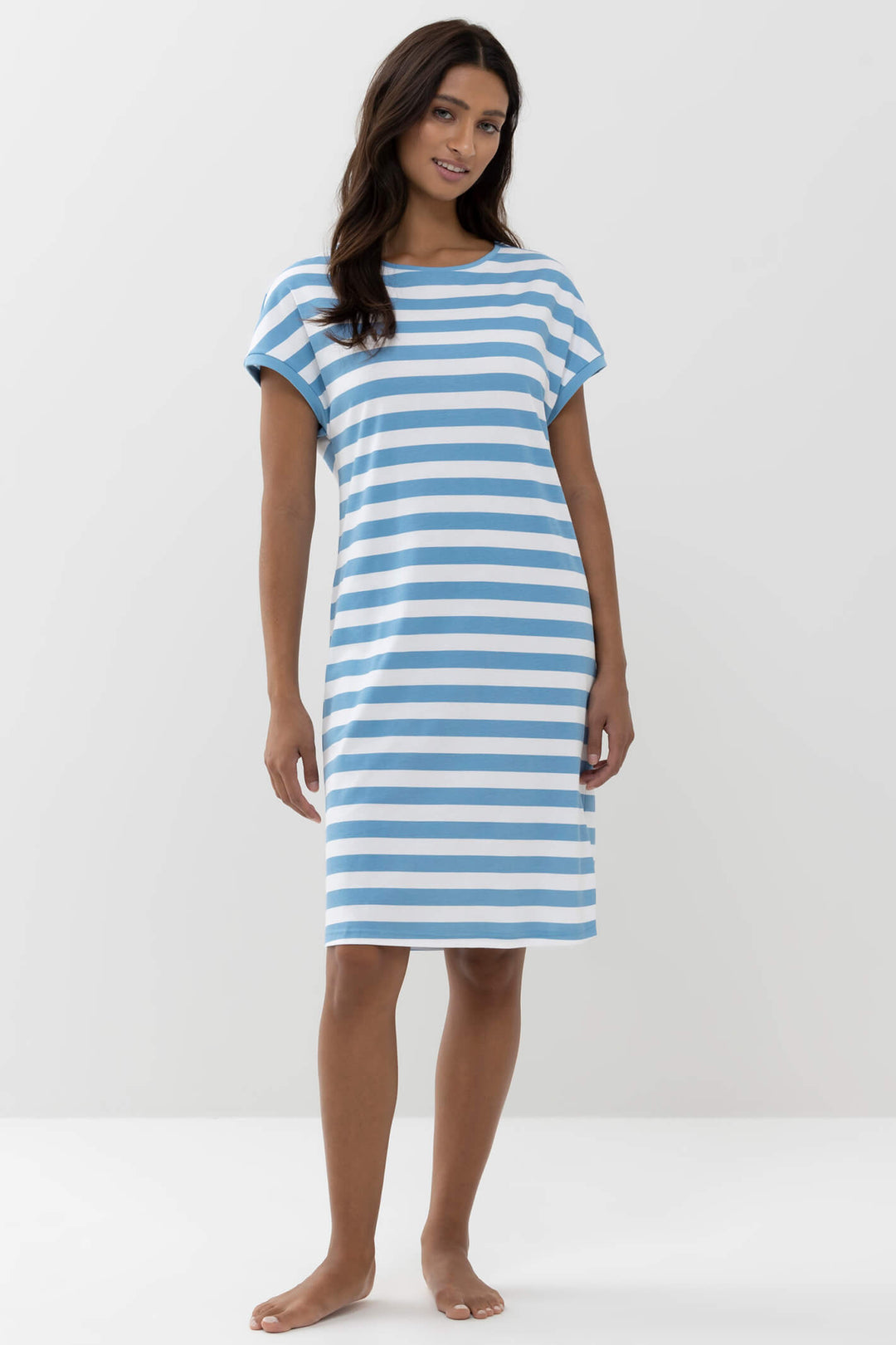 Mey 11235 268 Summer Blue Stripe Short Sleeve Sleepshirt - Shirley Allum Boutique