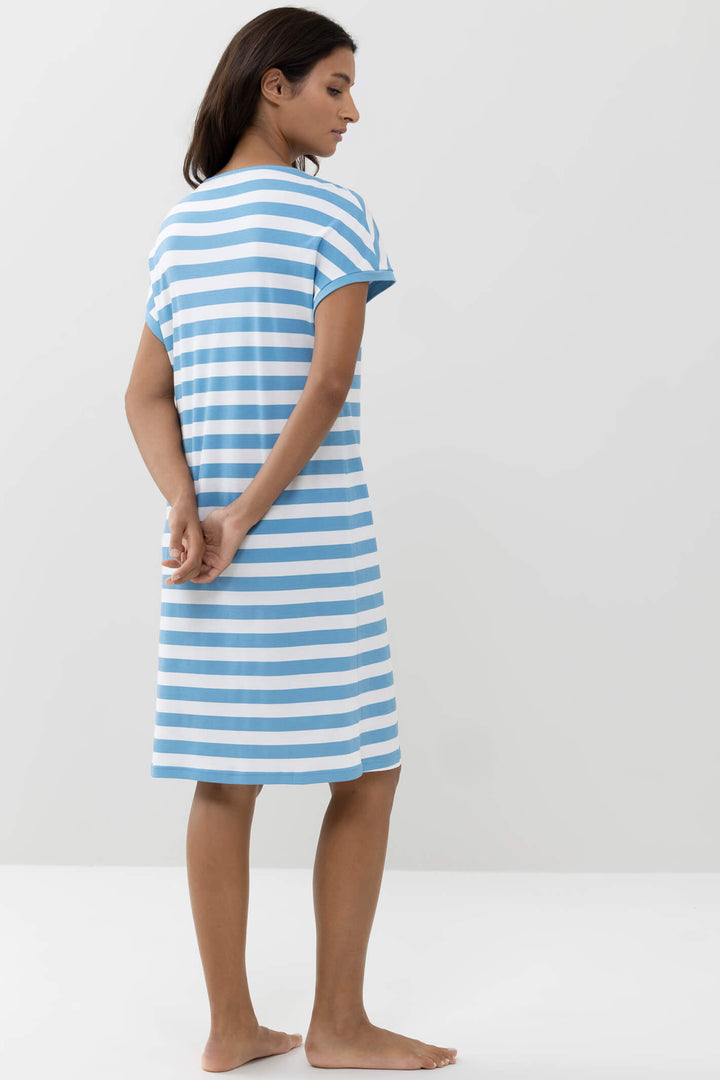 Mey 11235 268 Summer Blue Stripe Short Sleeve Sleepshirt - Shirley Allum Boutique