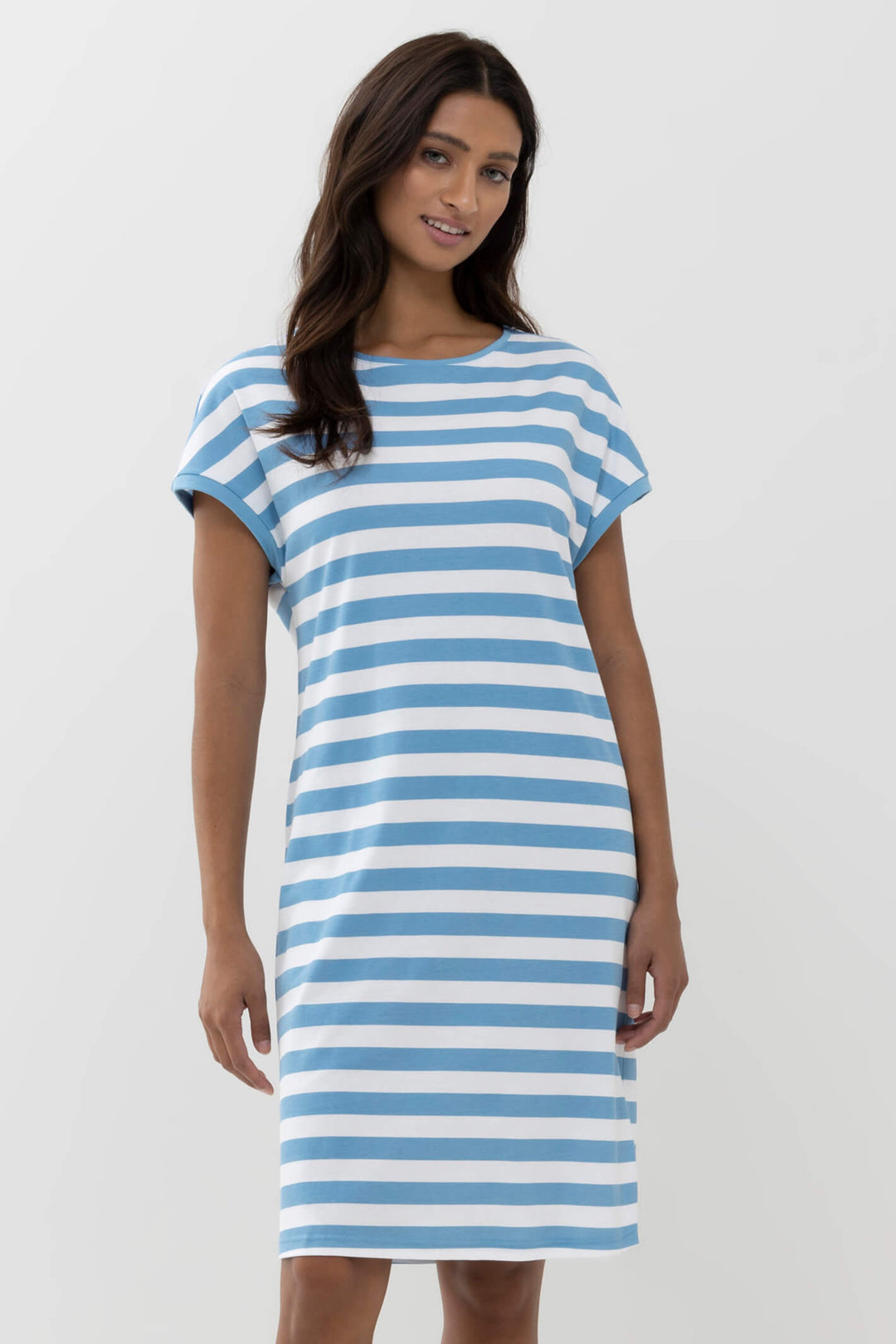 Mey 11235 268 Summer Blue Stripe Short Sleeve Sleepshirt - Shirley Allum Boutique