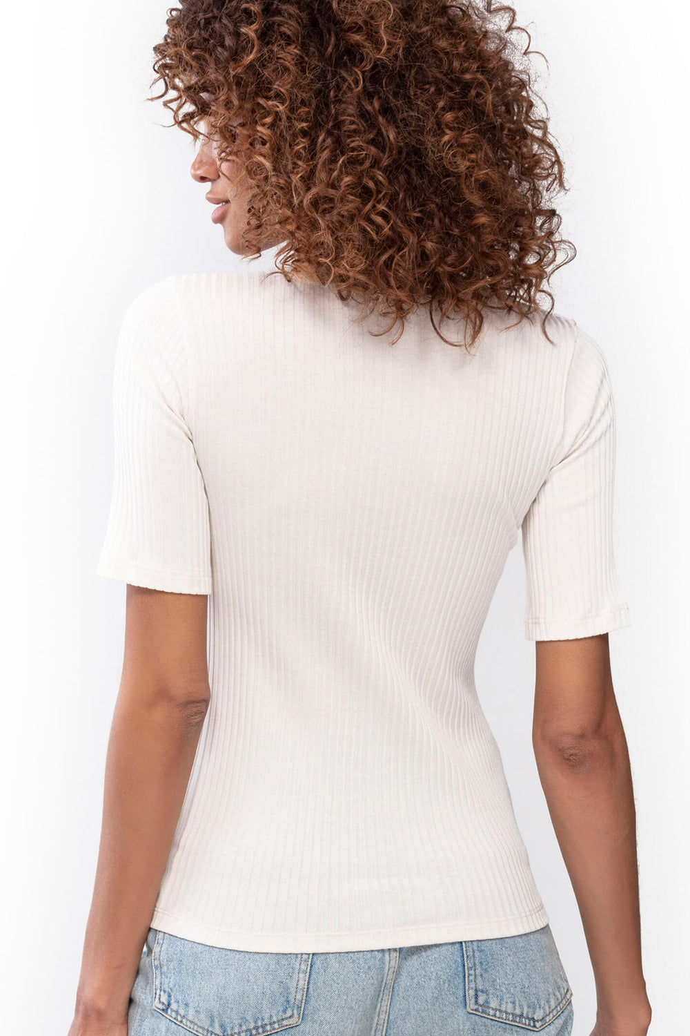 Mey 16432 Teresa New Pearl White Short Sleeve Ribbed Top - Shirley Allum Boutique