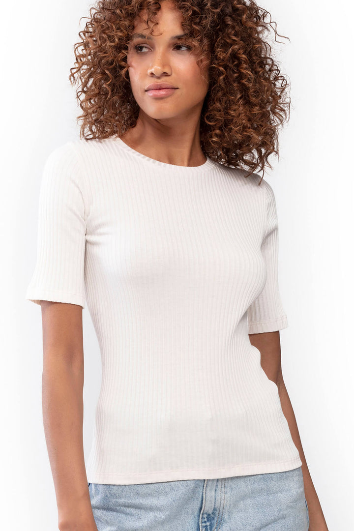 Mey 16432 Teresa New Pearl White Short Sleeve Ribbed Top - Shirley Allum Boutique