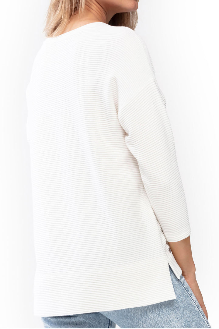 MEY 16538 Lia White Secco Three Quarter Sleeve Jumper - Shirley Allum Boutique