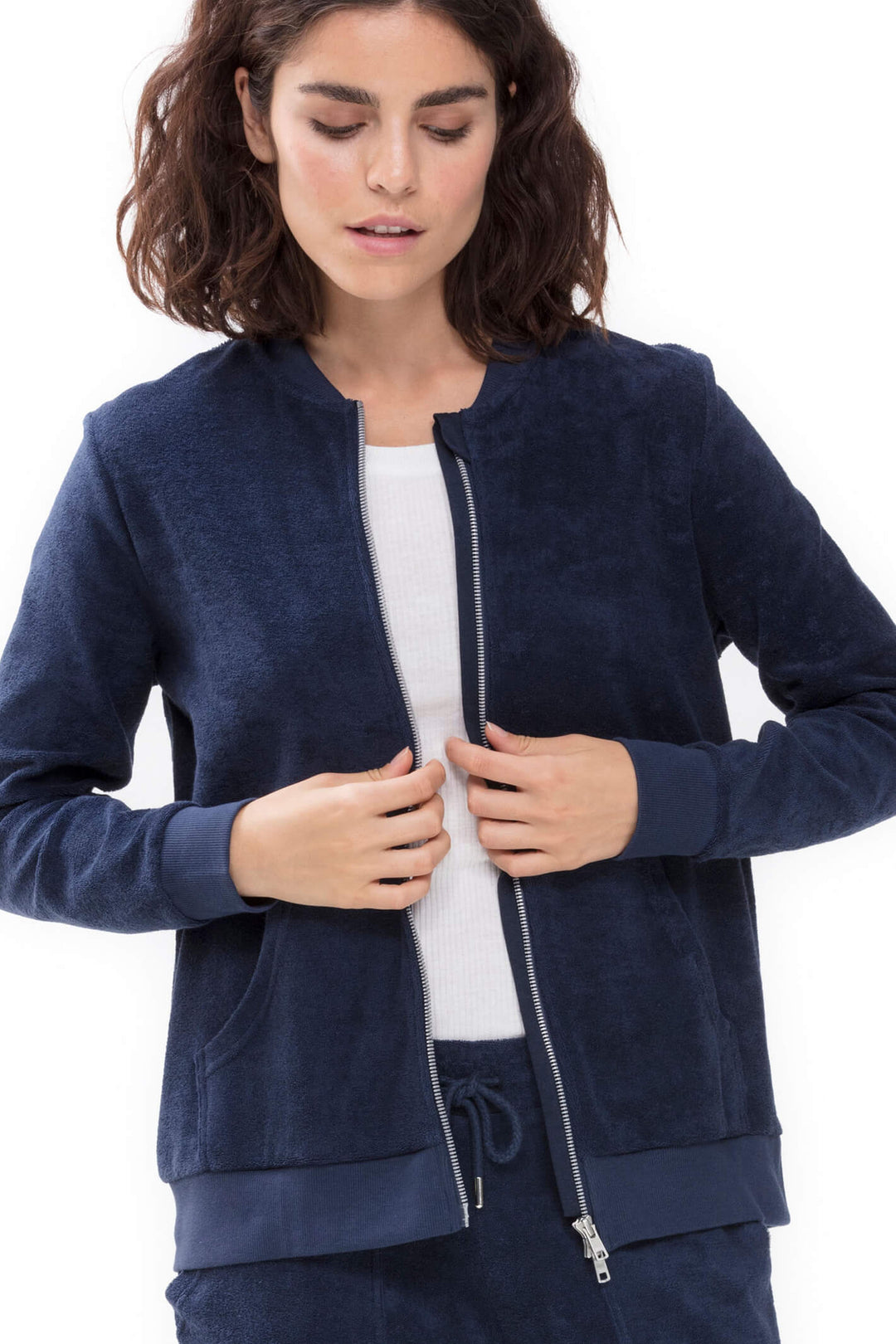 Mey 16775 Dunja Night Blue Zip Front Jacket - Shirley Allum Boutique