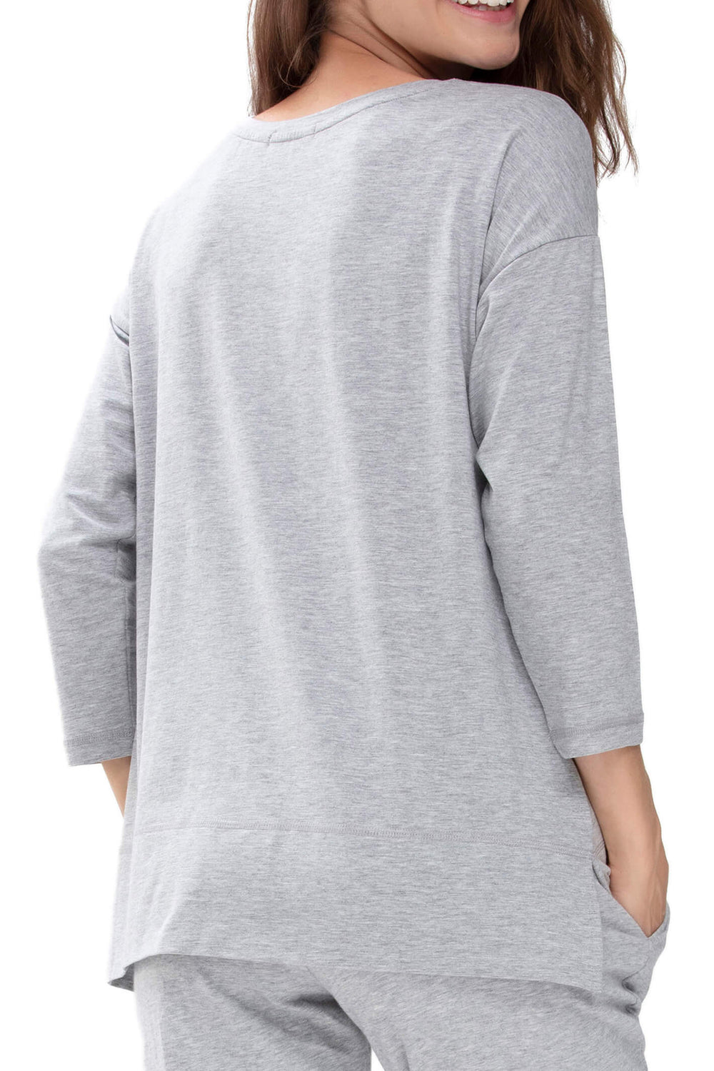 Mey 16806 Demi Grey Three-Quarter Sleeve Top - Shirley Allum Boutique