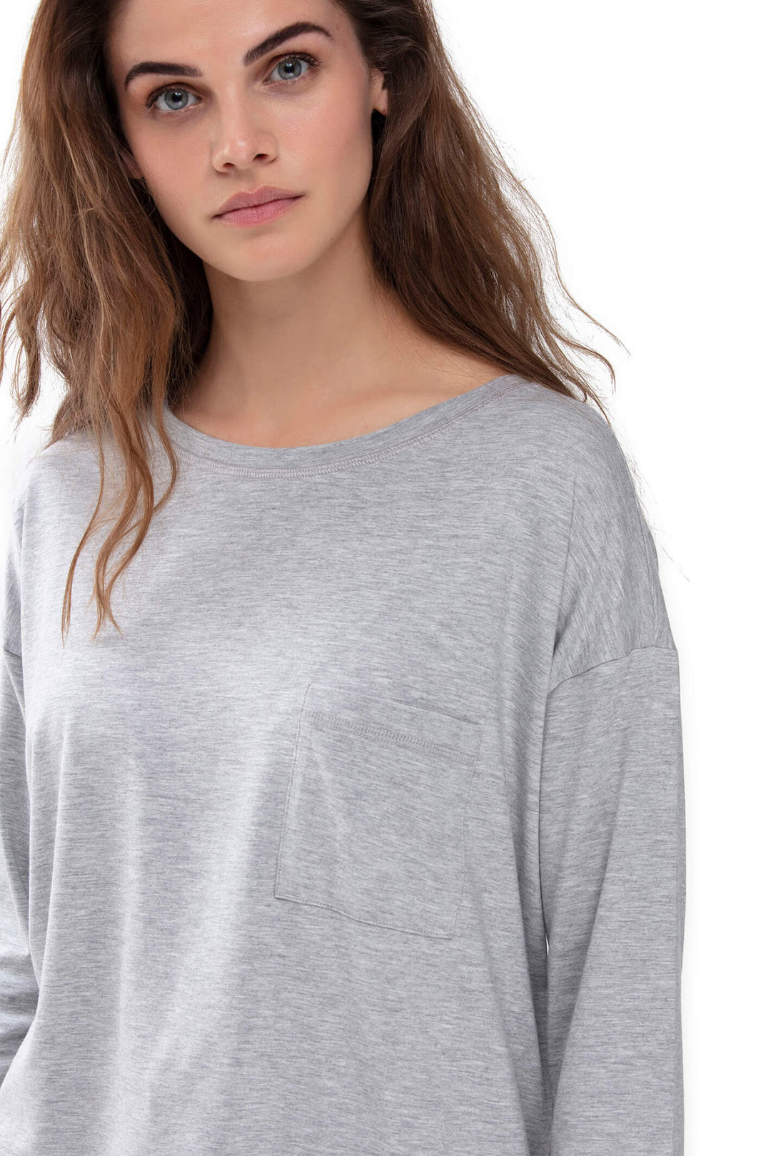 Mey 16806 Demi Grey Three-Quarter Sleeve Top - Shirley Allum Boutique