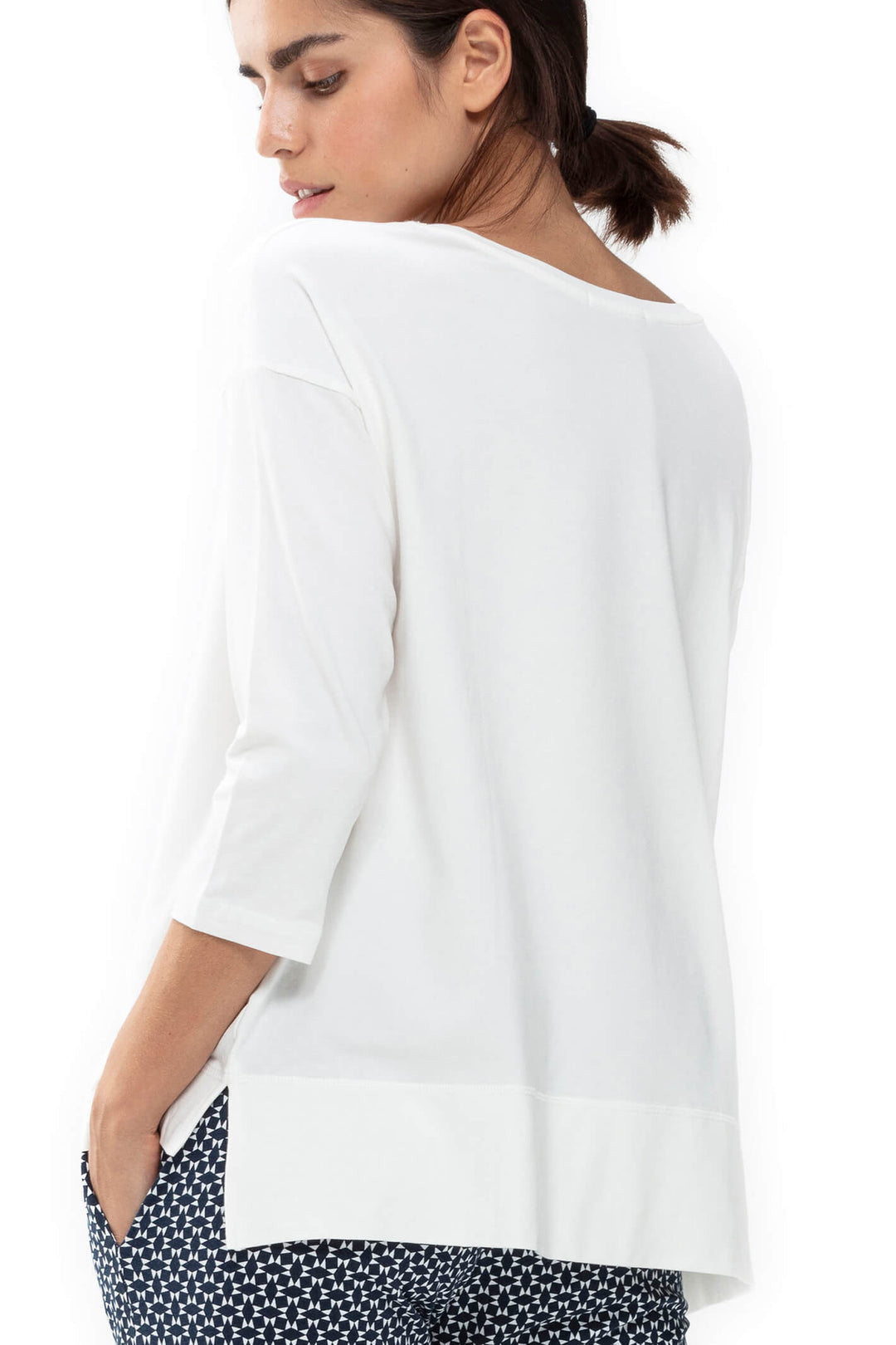 Mey 16806 Demi Secco White Three Quarter Sleeve Top - Shirley Allum Boutique