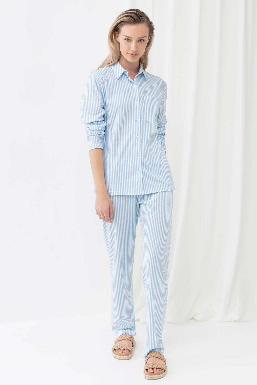 Mey 17203 309 Dream Blue Stripe Pyjama Bottoms - Shirley Allum Boutique