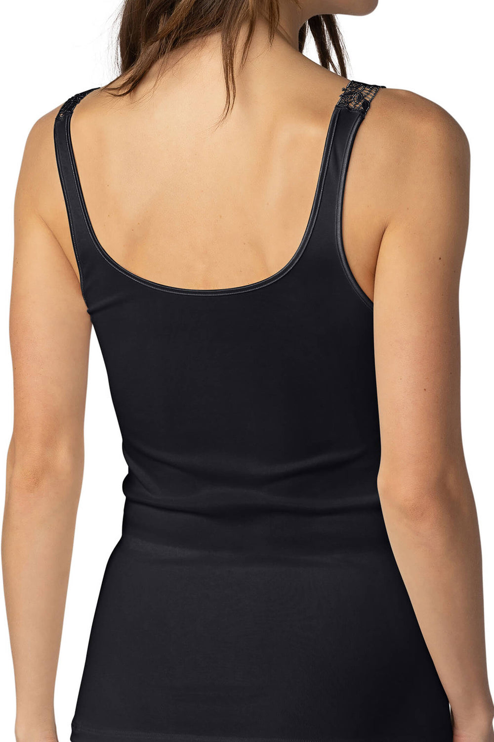 Mey 55362 Emotion Black Lace Strap Vest - Shirley Allum Boutique