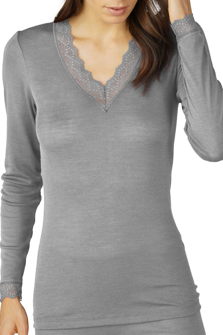 Mey 66003 Grey Silk Touch Wool Long Sleeve Top