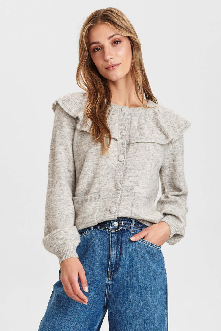 Numph 700956 Nucathay 0510 Light Grey Cardigan - Shirley Allum Boutique