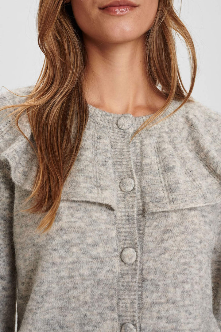 Numph 700956 Nucathay 0510 Light Grey Cardigan - Shirley Allum Boutique