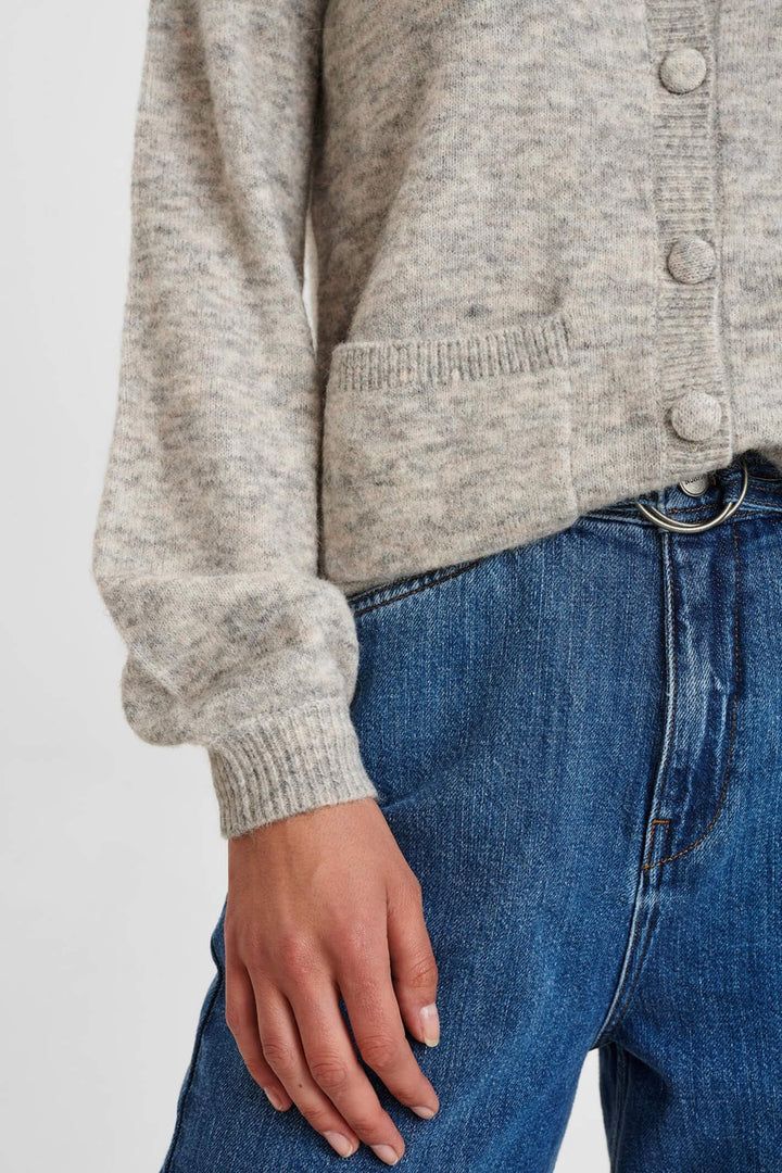 Numph 700956 Nucathay 0510 Light Grey Cardigan - Shirley Allum Boutique