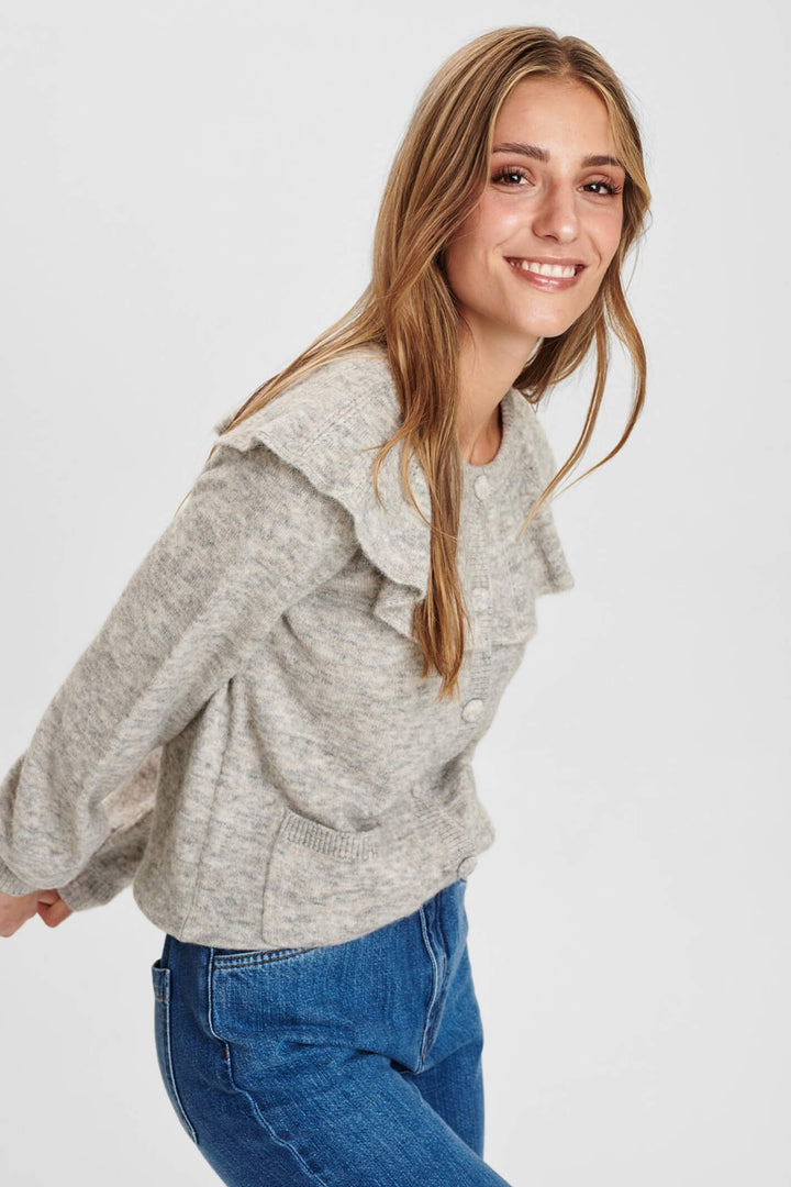 Numph 700956 Nucathay 0510 Light Grey Cardigan - Shirley Allum Boutique