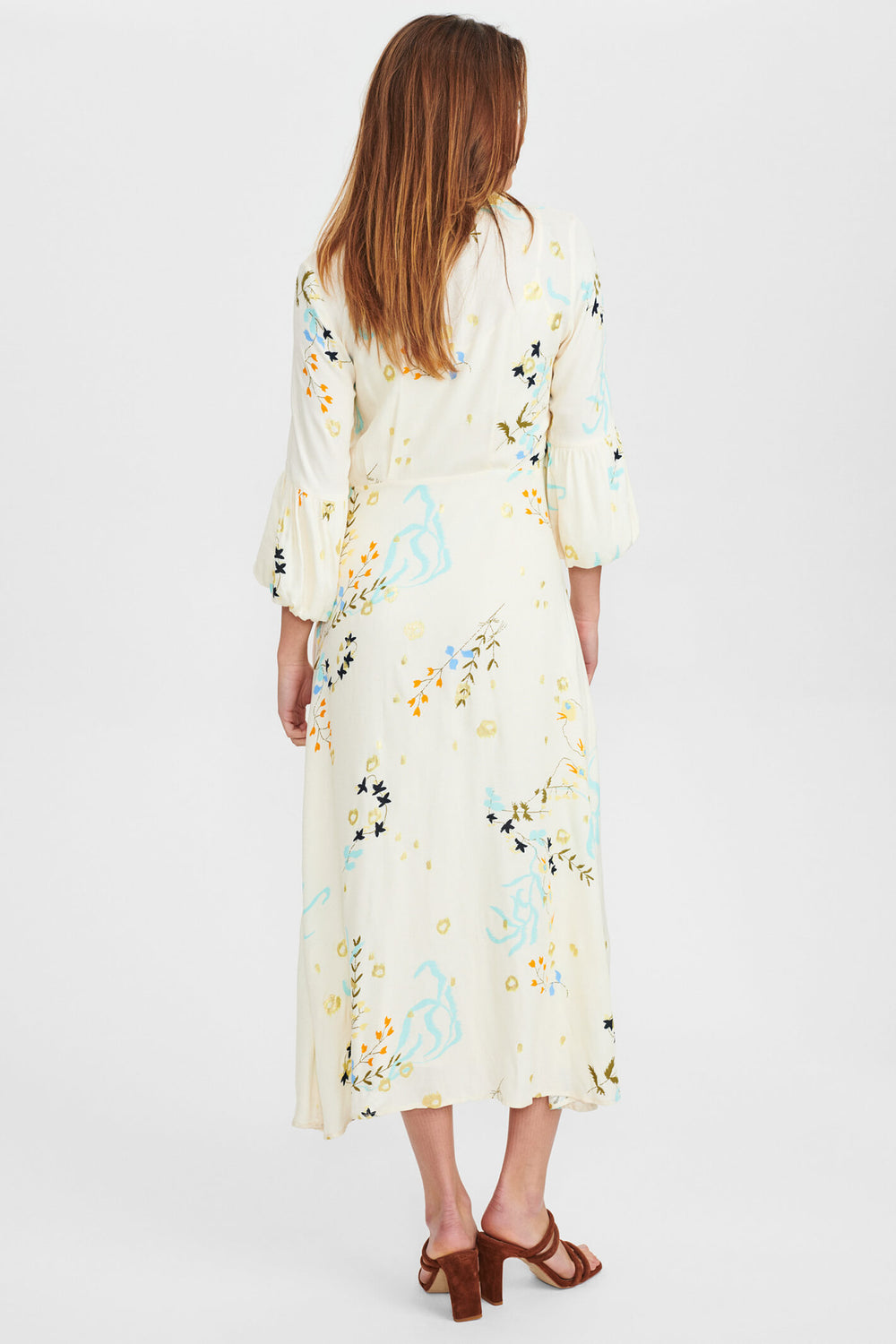 Numph 701439 Nucadeau 9501 Cream Pristine Print Maxi Dress - Shirley Allum Boutique