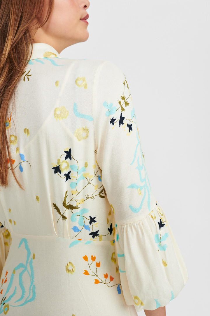Numph 701439 Nucadeau 9501 Cream Pristine Print Maxi Dress - Shirley Allum Boutique