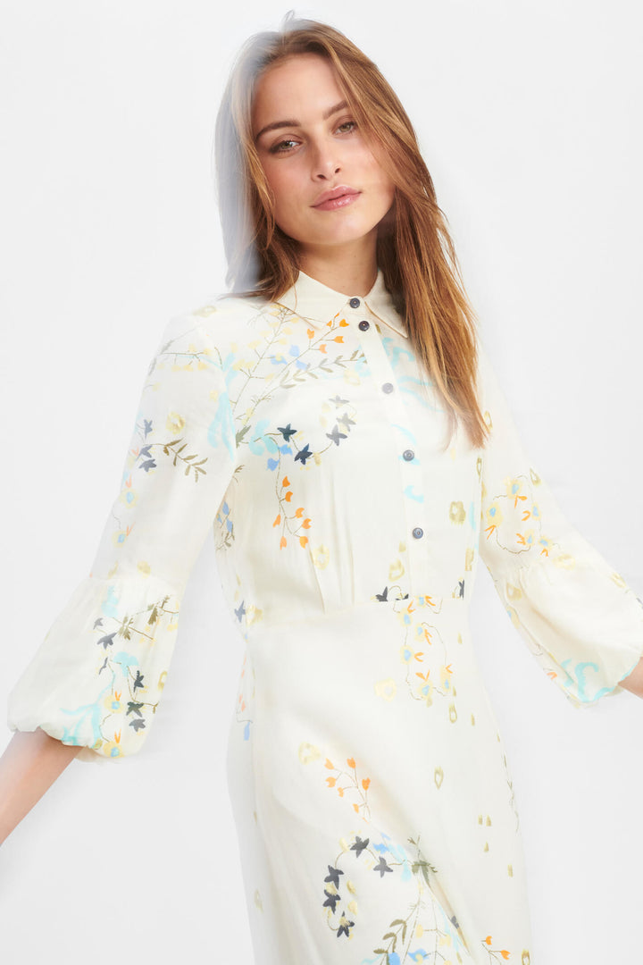 Numph 701439 Nucadeau 9501 Cream Pristine Print Maxi Dress - Shirley Allum Boutique