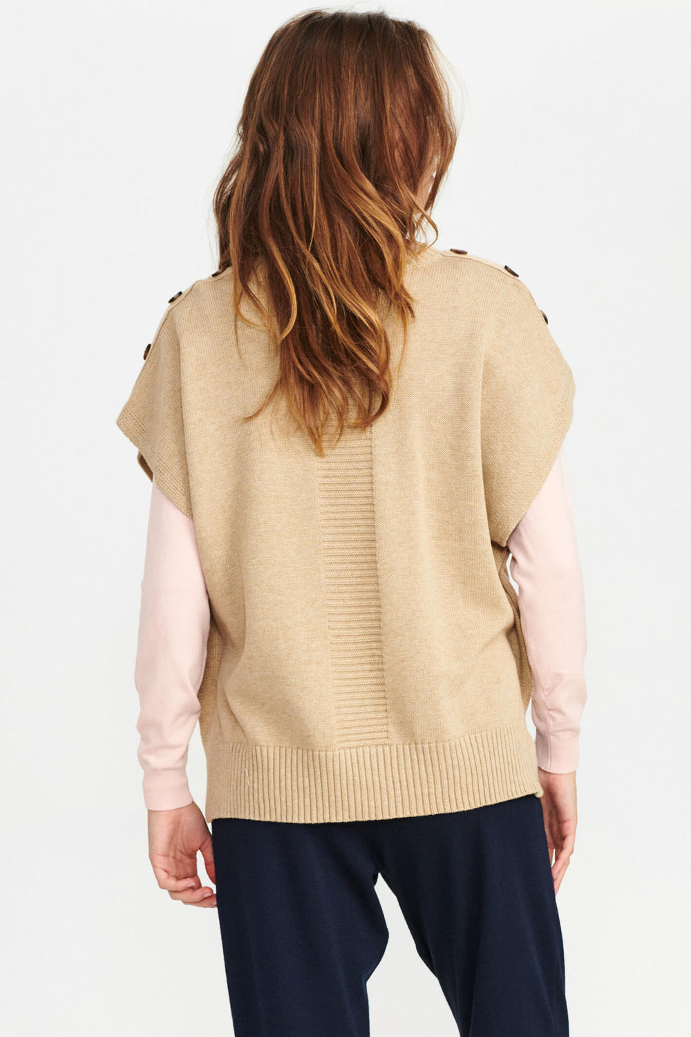 Numph 701484 Nudarlene Sesame Melange Button Jumper - Shirley Allum Boutique