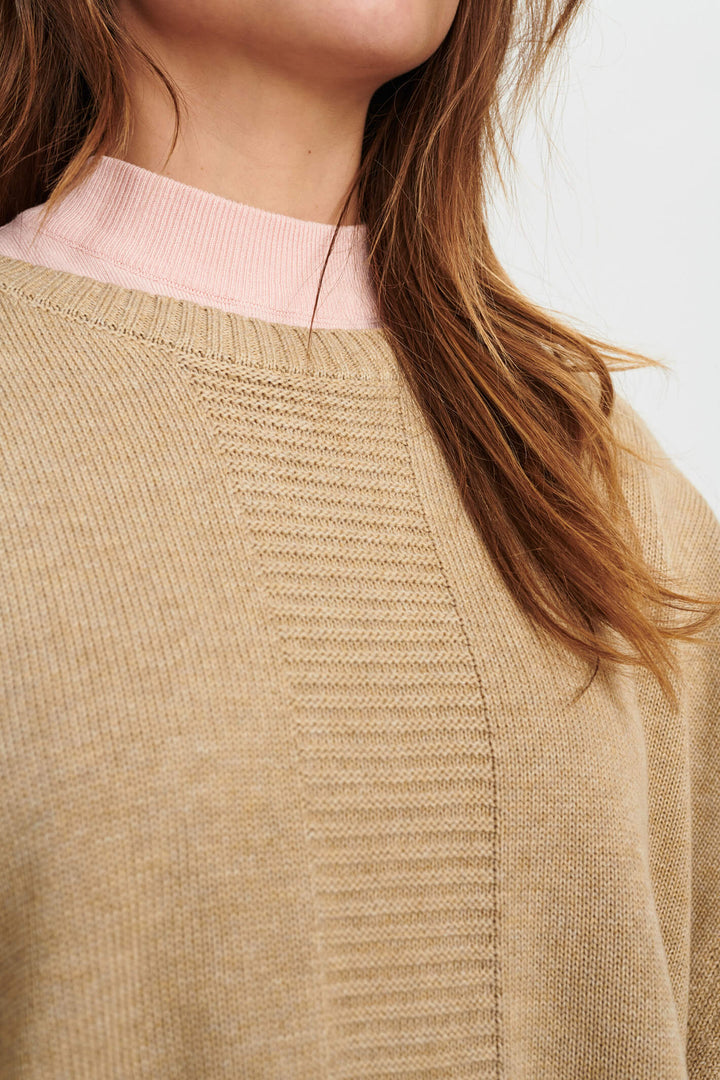 Numph 701484 Nudarlene Sesame Melange Button Jumper - Shirley Allum Boutique