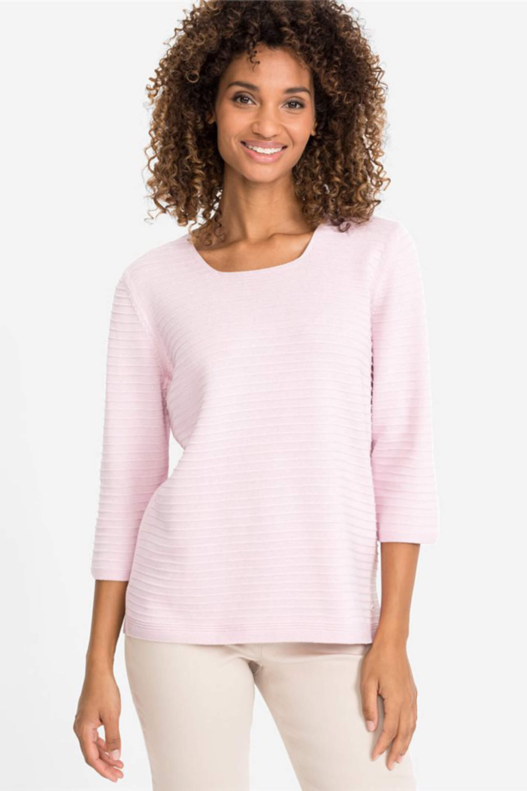 Olsen 11000753 Rose Pink Ribbed Jumper - Shirley Allum Boutique