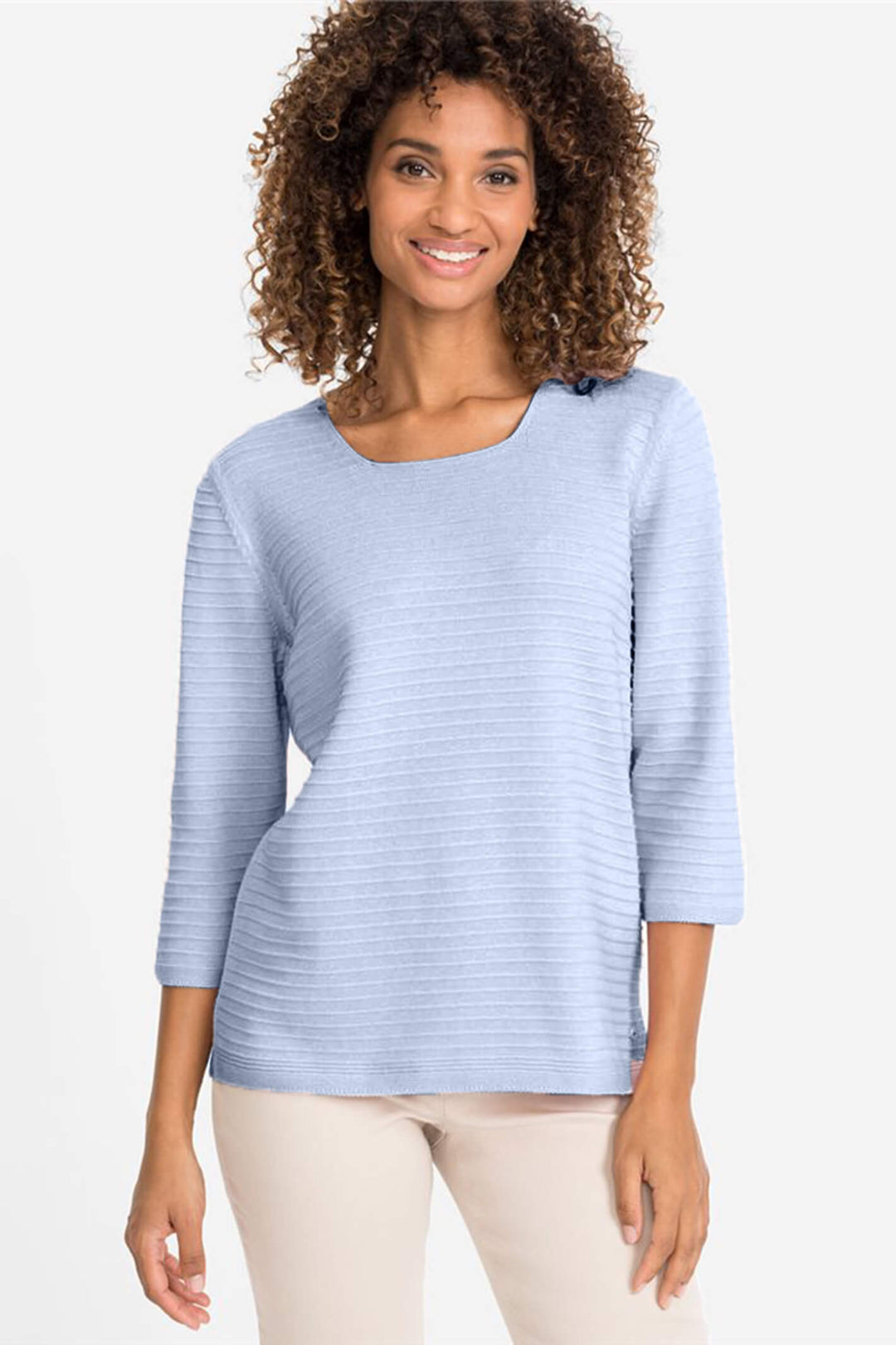 Olsen 11000753 Sky Blue Ribbed Jumper - Shirley Allum Boutique
