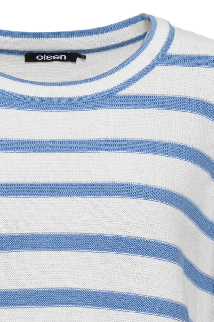 Olsen 11003977 Cornflower Blue Stripe Jumper - Shirley Allum Boutique