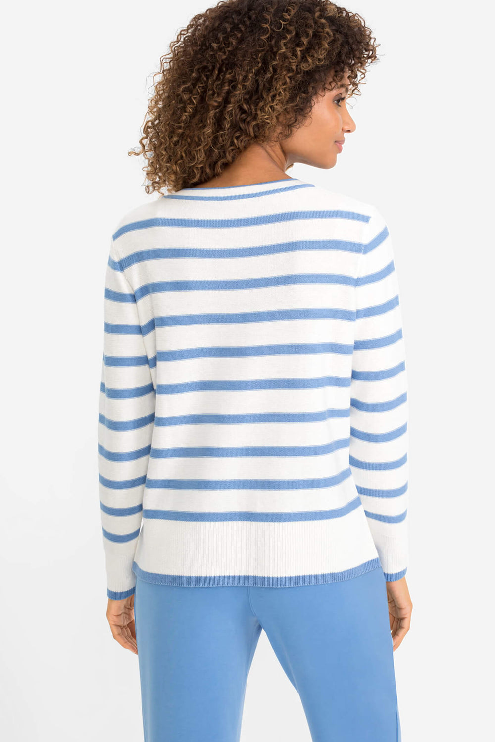 Olsen 11003977 Cornflower Blue Stripe Jumper - Shirley Allum Boutique