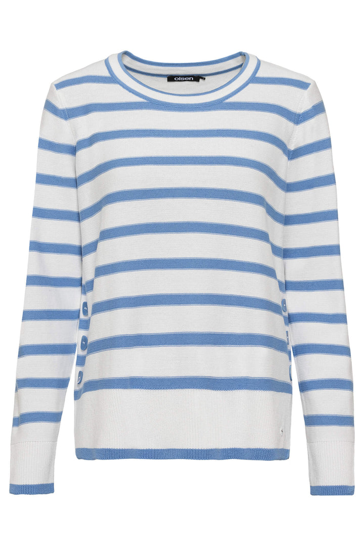 Olsen 11003977 Cornflower Blue Stripe Jumper - Shirley Allum Boutique