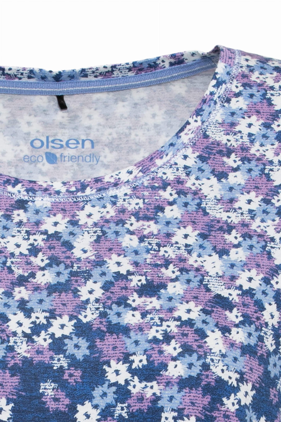 Olsen 11104448 Ink Blue Flower Print T-Shirt - Shirley Allum Boutique