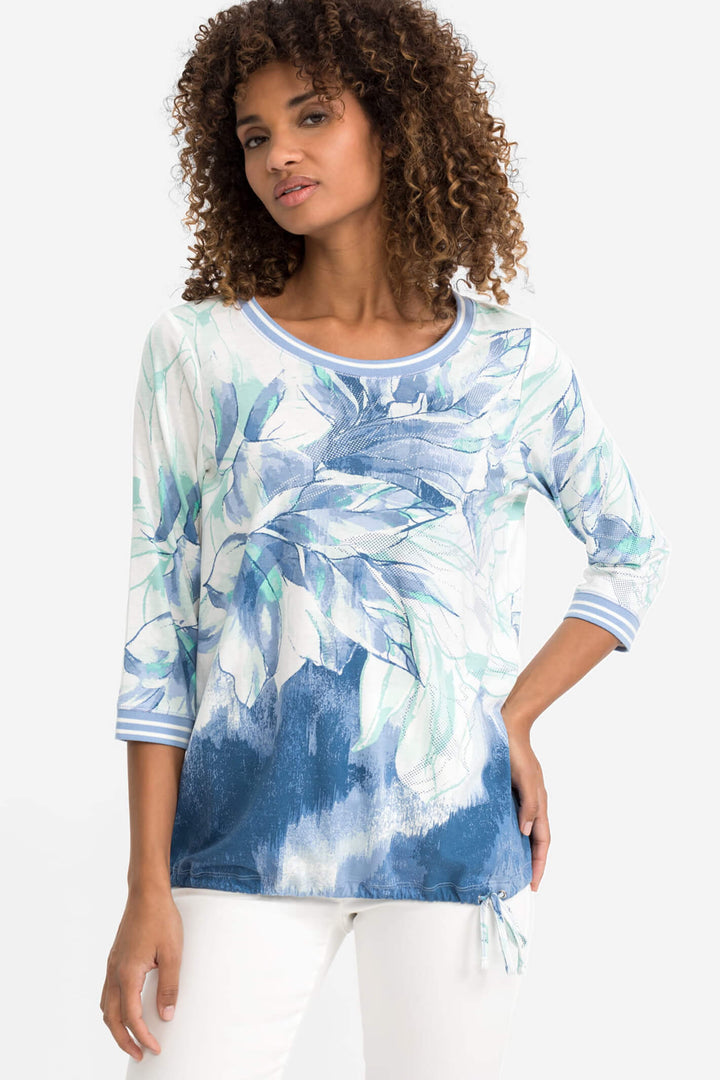 Olsen 11104483 Sky Blue Print Top - Shirley Allum Boutique