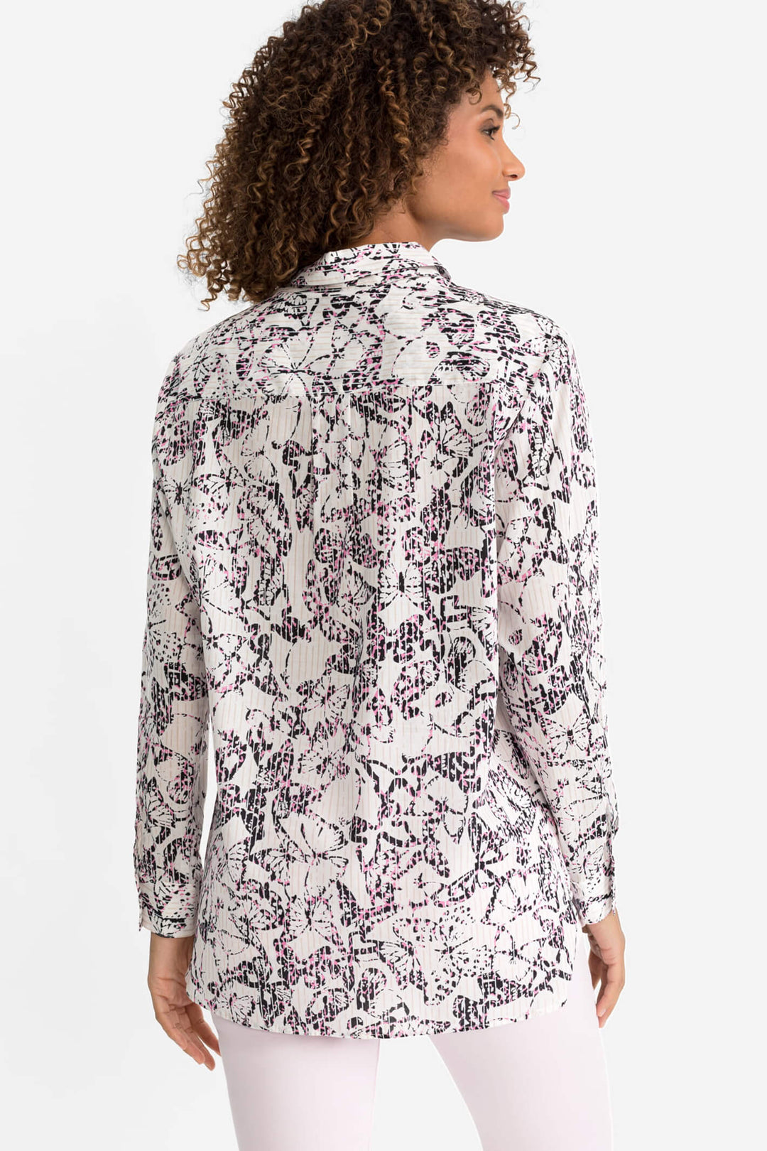 Olsen 12001774 Pink Long Sleeve Print Shirt - Shirley Allum Boutique