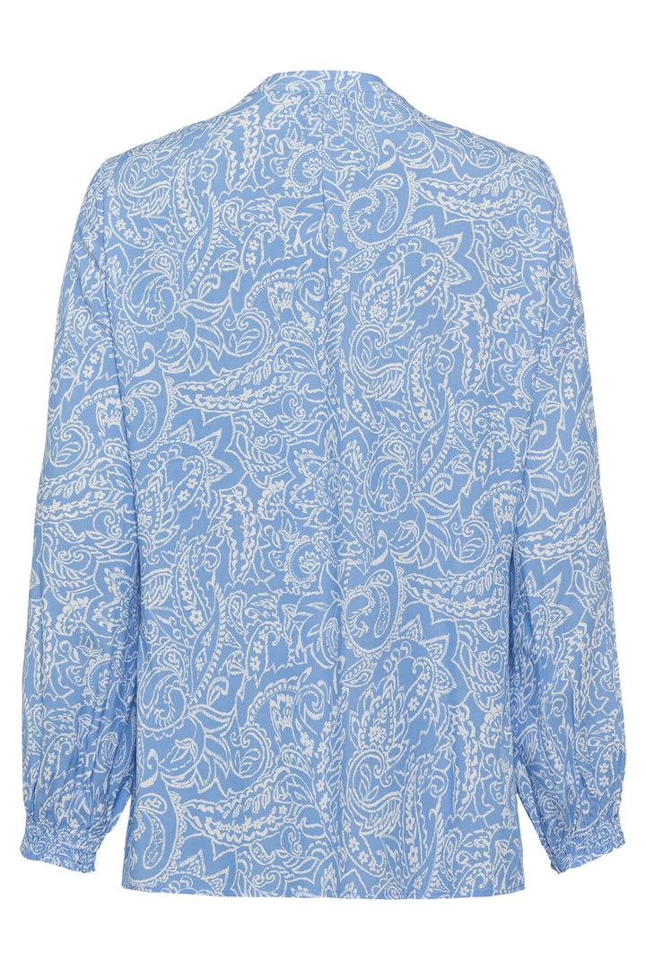 Olsen 12001776 Cornflower Blue Print Blouse - Shirley Allum Boutique