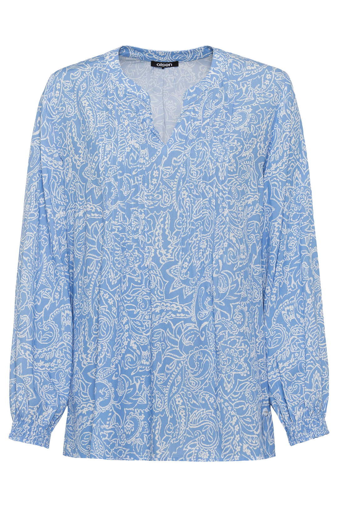 Olsen 12001776 Cornflower Blue Print Blouse - Shirley Allum Boutique