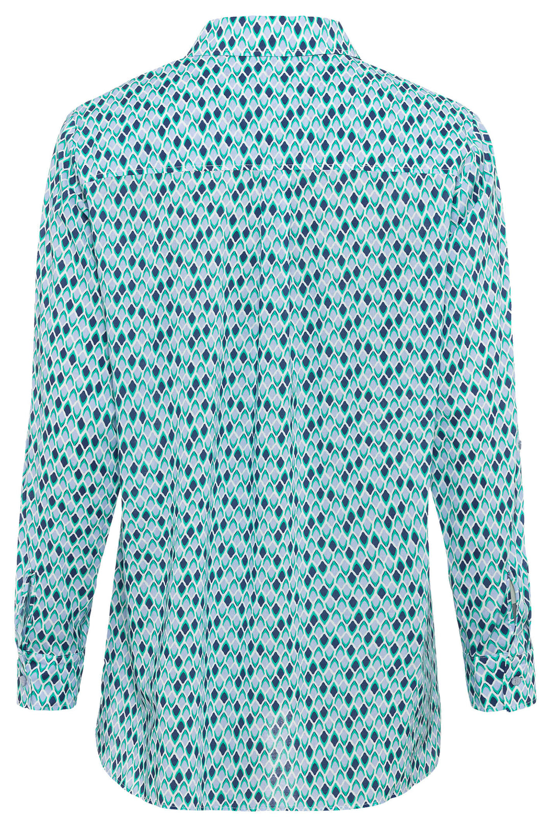 Olsen 12001778 Sky Blue Print Shirt - Shirley Allum Boutique