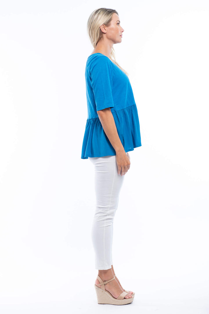 Orientique 12213 French Blue Knit Top - Shirley Allum Boutique