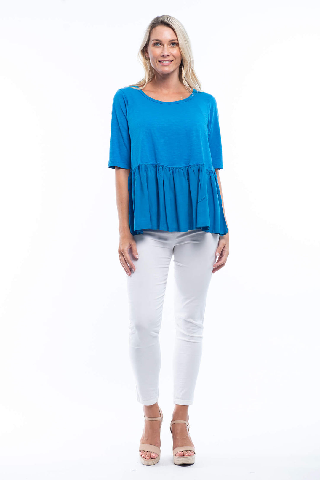 Orientique 12213 French Blue Knit Top - Shirley Allum Boutique