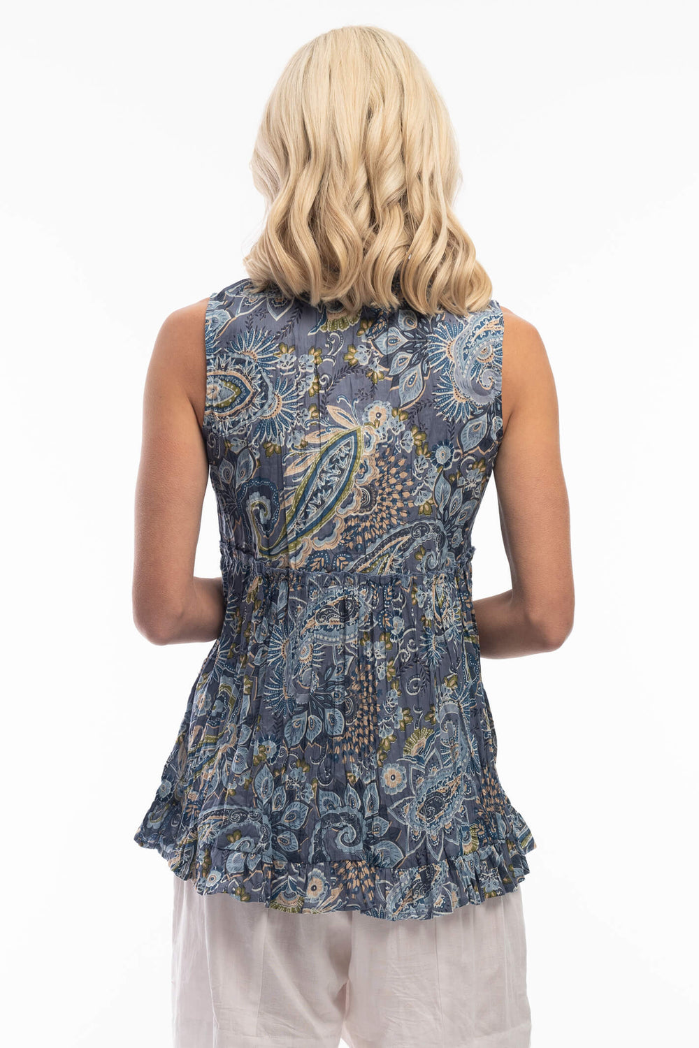 Orientique 3206 Lamu Blue Cami Print Top - Shirley Allum Boutique