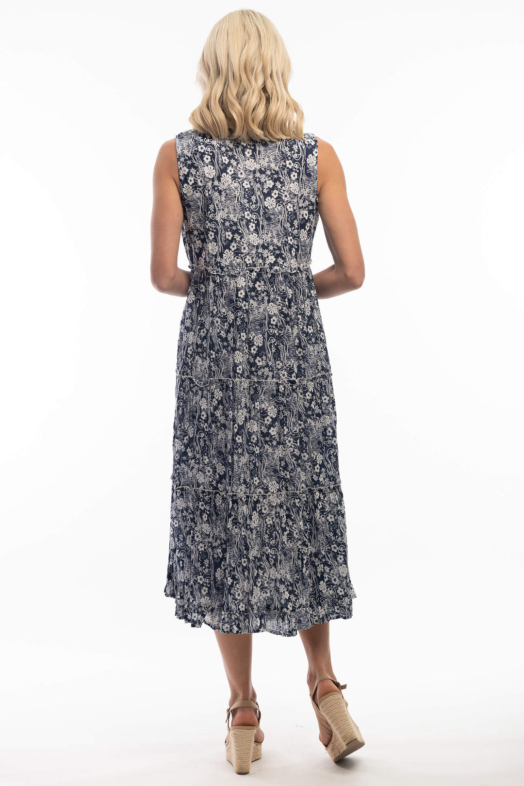 Orientique 4101 Cappadocia Navy Boho Sleeveless Dress - Shirley Allum Boutique