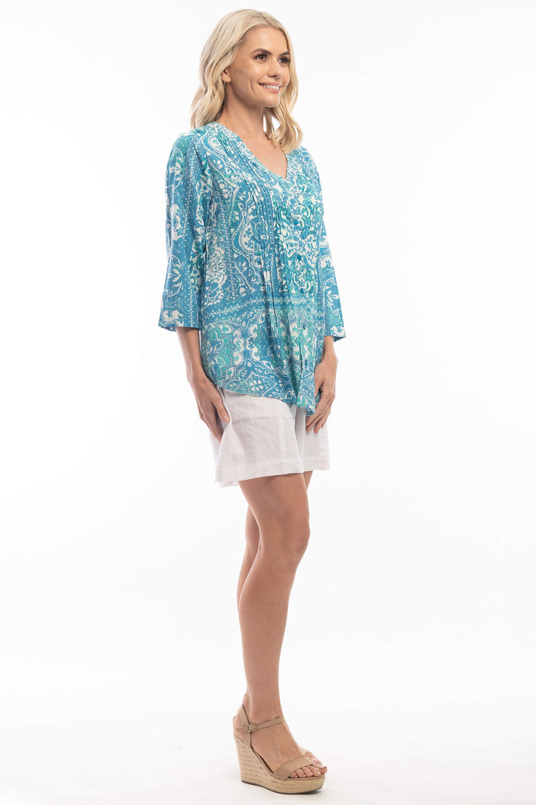 Orientique 4217 Kotor Blue Top - Shirley Allum Boutique